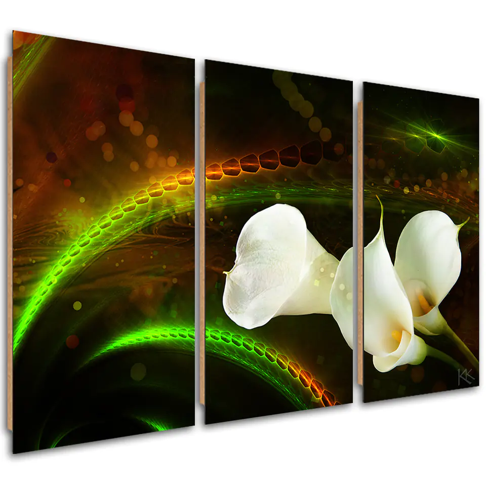 ⁨Obraz trzyczęściowy Deco Panel, White flower on brown background (Rozmiar 150x100)⁩ w sklepie Wasserman.eu