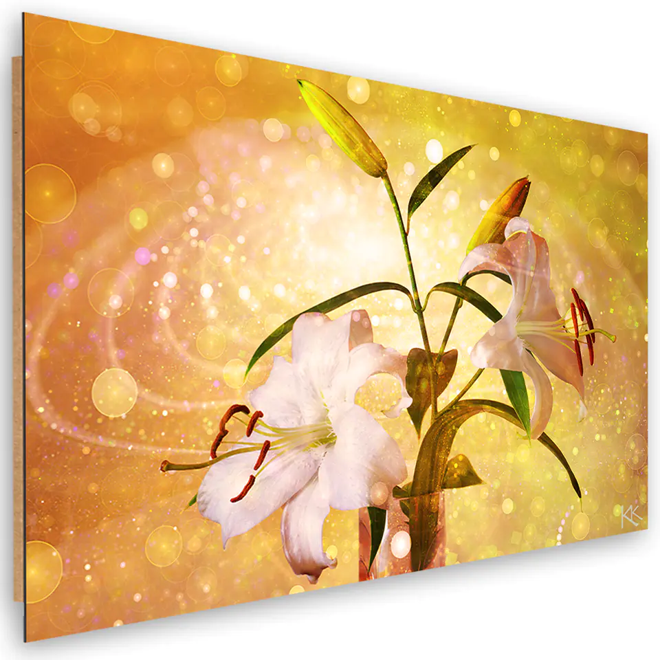 ⁨Obraz Deco Panel, Lilia na żółtym tle (Rozmiar 60x40)⁩ w sklepie Wasserman.eu