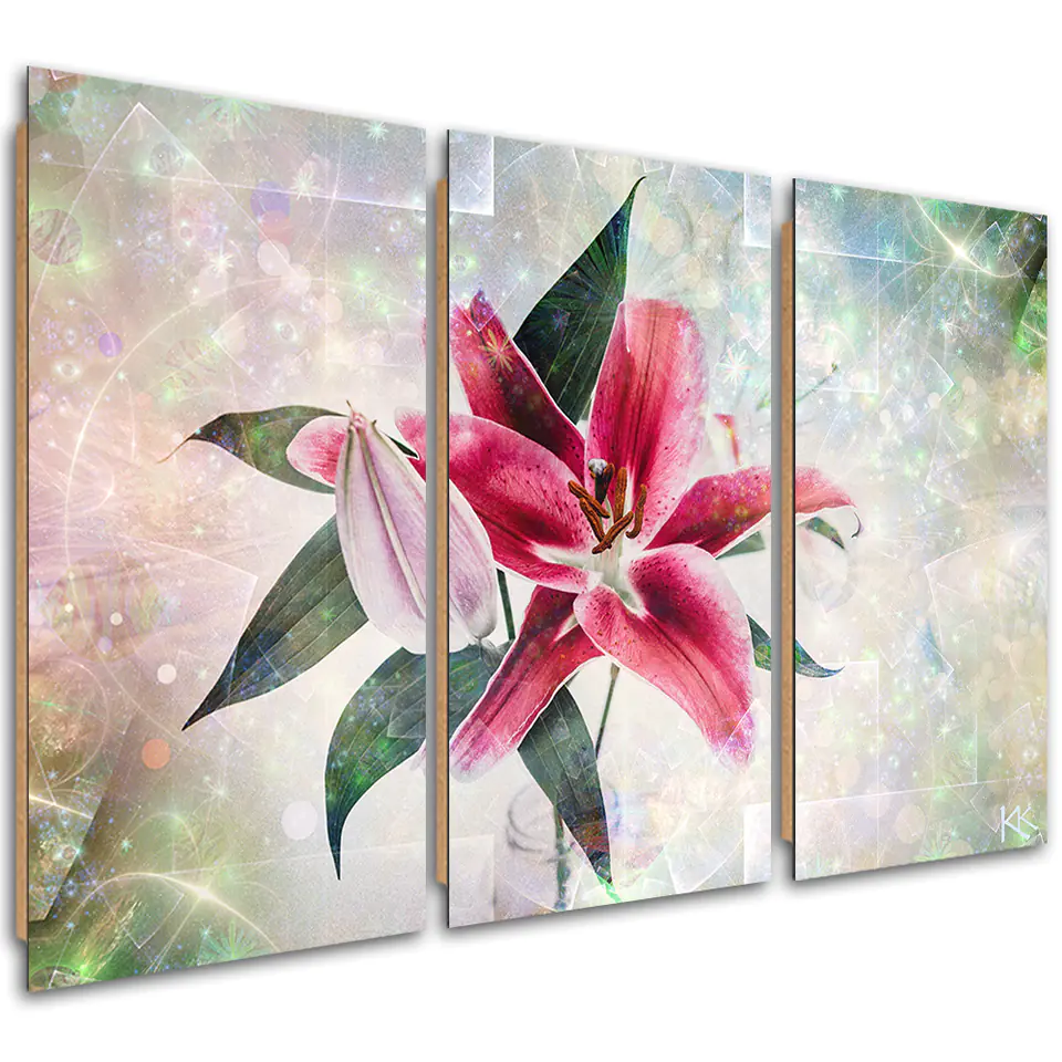 ⁨Obraz trzyczęściowy Deco Panel, Różowa lilia (Rozmiar 60x40)⁩ w sklepie Wasserman.eu
