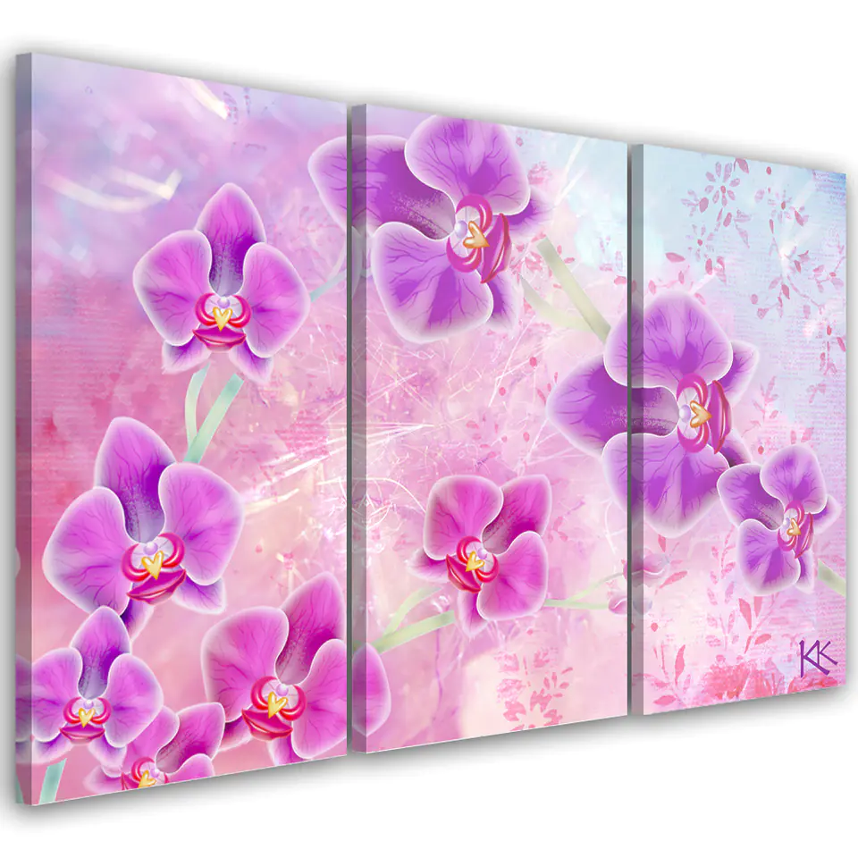 ⁨Obraz trzyczęściowy na płótnie, Orchidea Kwiaty Abstrakcja (Rozmiar 60x40)⁩ w sklepie Wasserman.eu