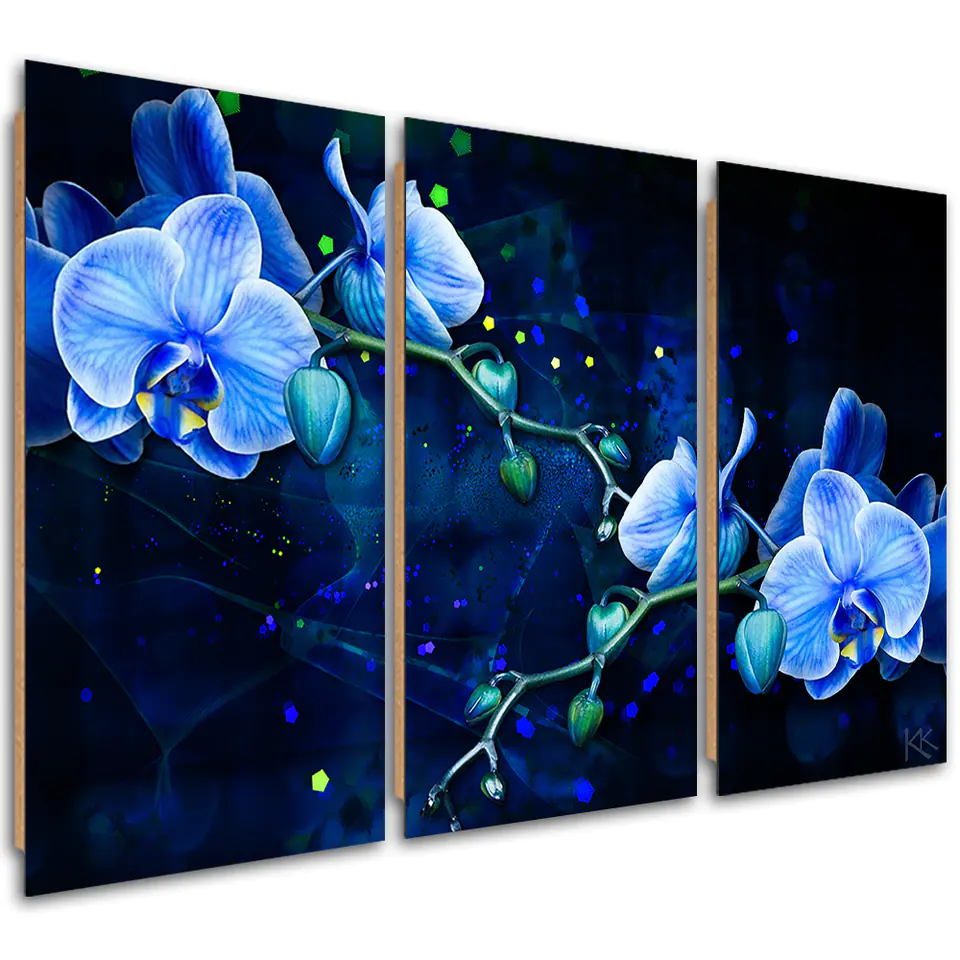 ⁨Obraz trzyczęściowy Deco Panel, Niebieski kwiat orchidei (Rozmiar 120x80)⁩ w sklepie Wasserman.eu