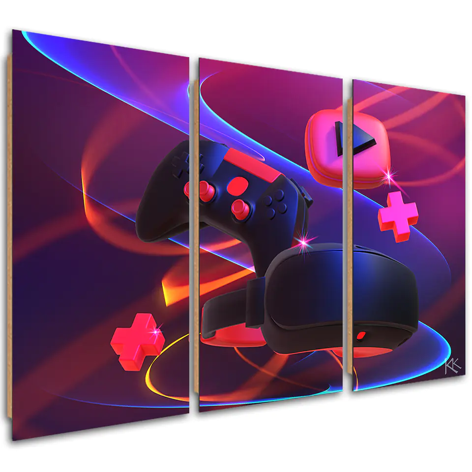 ⁨Obraz trzyczęściowy Deco Panel, Zestaw dla gracza (Rozmiar 60x40)⁩ w sklepie Wasserman.eu