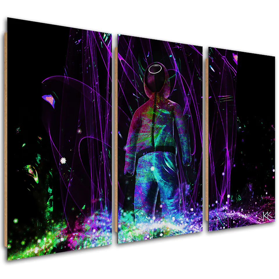 ⁨Obraz trzyczęściowy Deco Panel, Neon gracz (Rozmiar 120x80)⁩ w sklepie Wasserman.eu