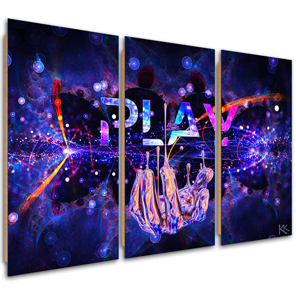 ⁨Obraz trzyczęściowy Deco Panel, Neon z napisem Play (Rozmiar 60x40)⁩ w sklepie Wasserman.eu