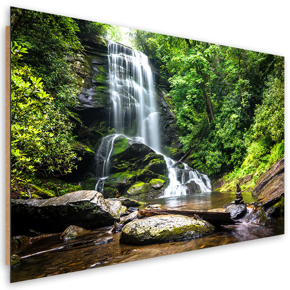 ⁨Obraz Deco Panel, Wodospad w zielonym lesie (Rozmiar 60x40)⁩ w sklepie Wasserman.eu