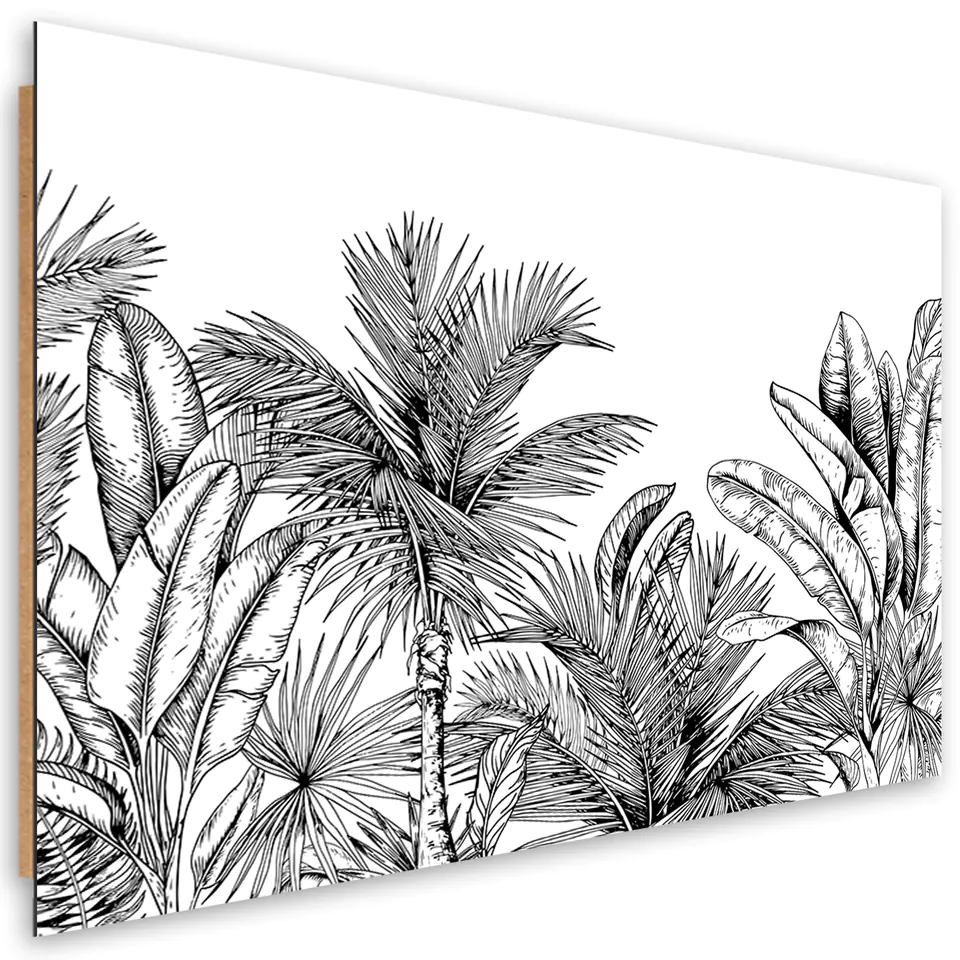 ⁨Obraz Deco Panel, Czarno białe liście (Rozmiar 120x80)⁩ w sklepie Wasserman.eu