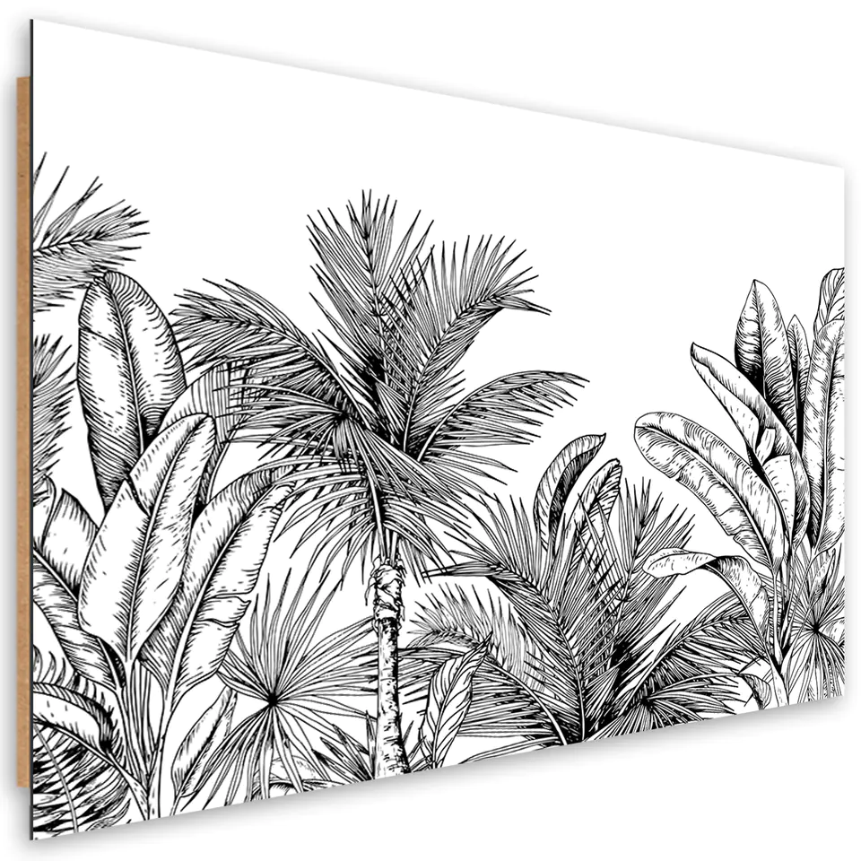 ⁨Obraz Deco Panel, Czarno białe liście (Rozmiar 60x40)⁩ w sklepie Wasserman.eu