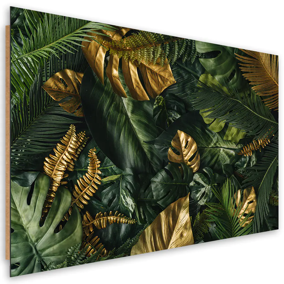⁨Obraz Deco Panel, Złote liście tropikalne (Rozmiar 90x60)⁩ w sklepie Wasserman.eu