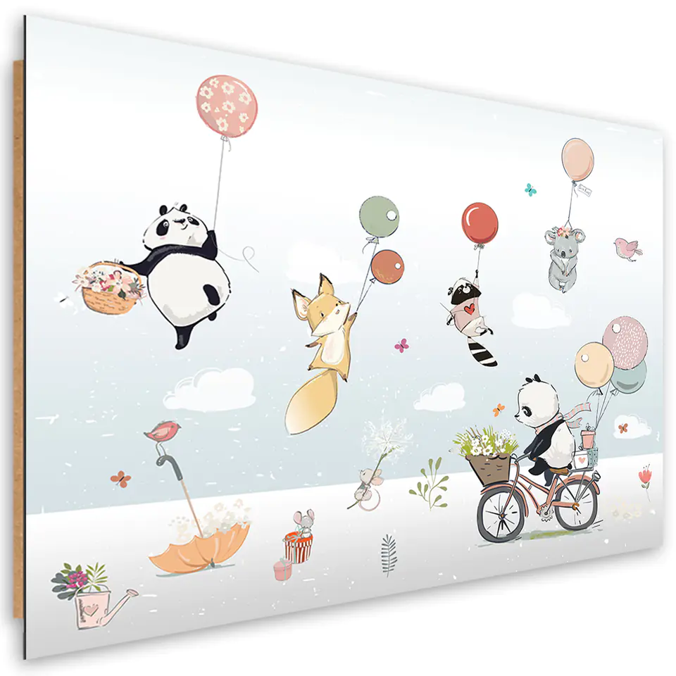 ⁨Obraz Deco Panel, Kolorowe zwierzątka z balonikami (Rozmiar 60x40)⁩ w sklepie Wasserman.eu