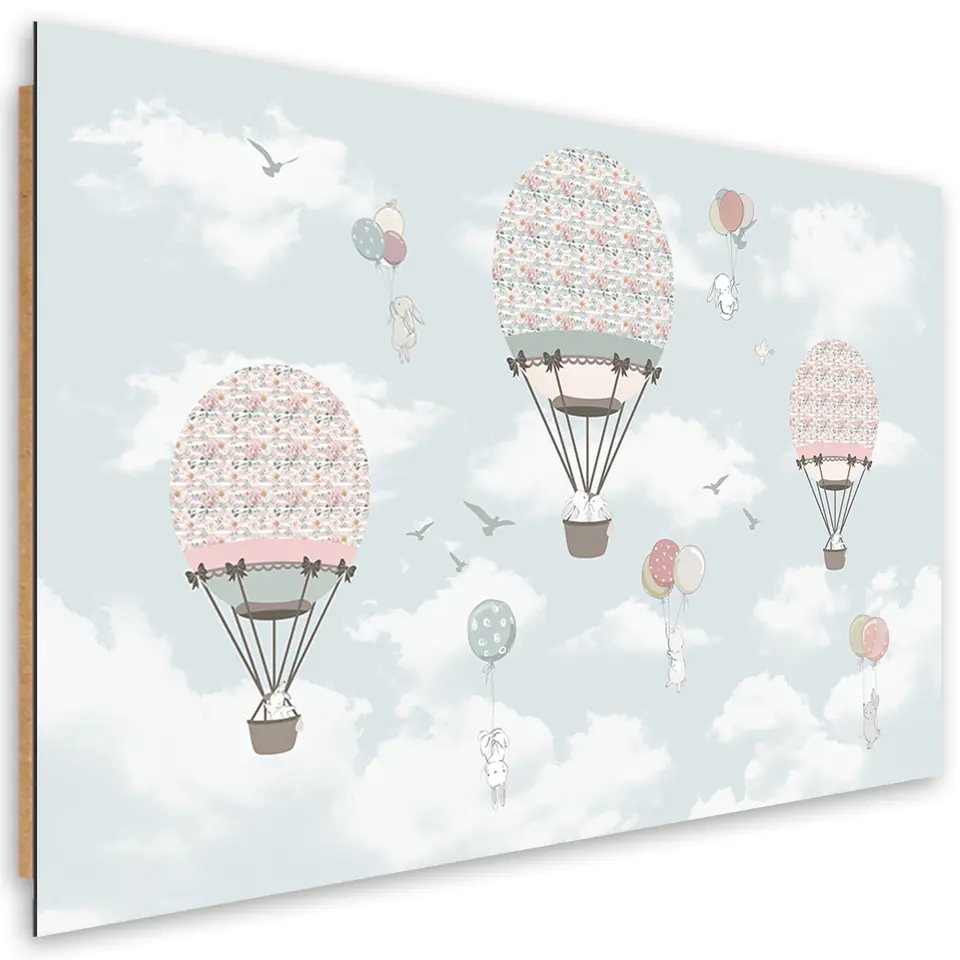 ⁨Obraz Deco Panel, Kolorowe zwierzątka lot balonem (Rozmiar 60x40)⁩ w sklepie Wasserman.eu