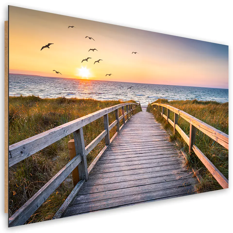 ⁨Obraz Deco Panel, Zachód słońca morze plaża (Rozmiar 120x80)⁩ w sklepie Wasserman.eu