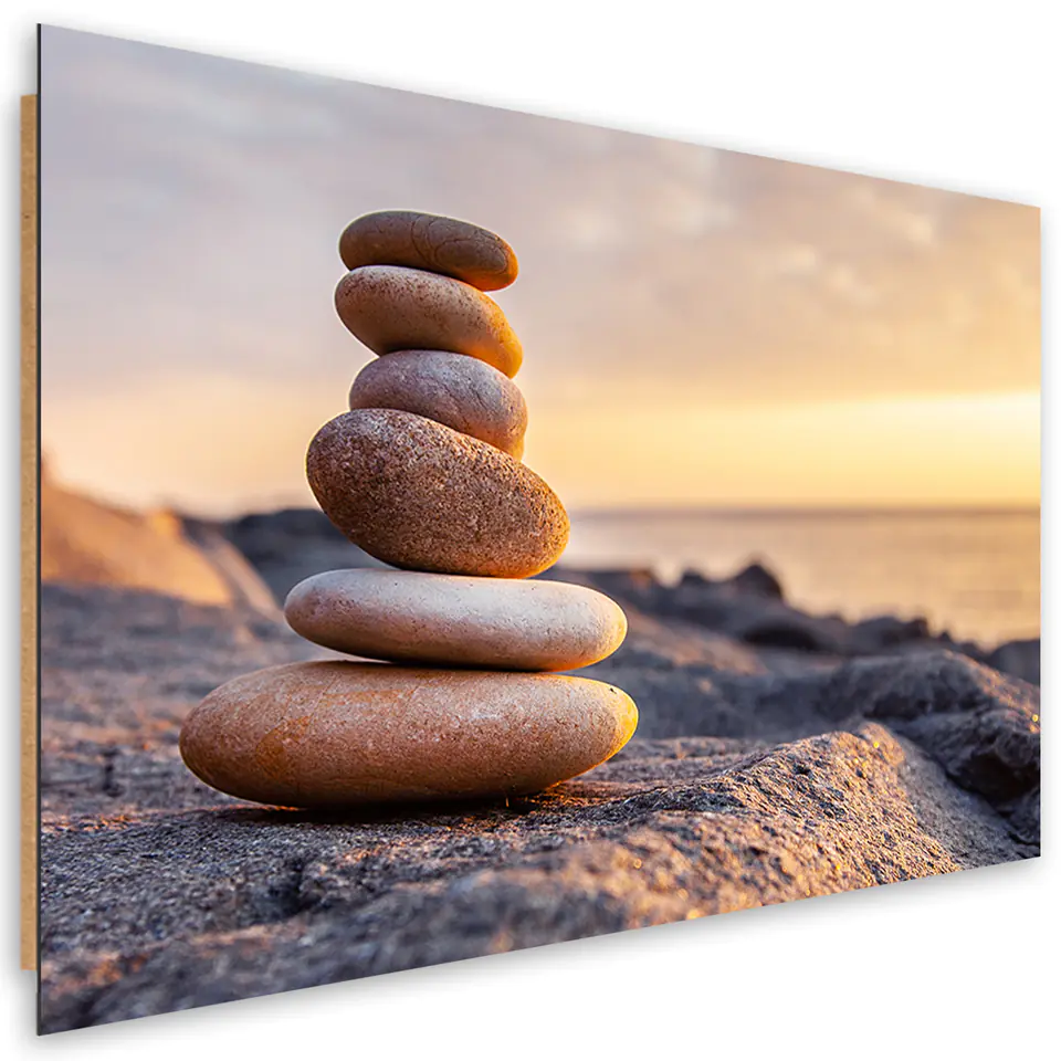 ⁨Obraz Deco Panel, Kamienie na plaży zen (Rozmiar 120x80)⁩ w sklepie Wasserman.eu