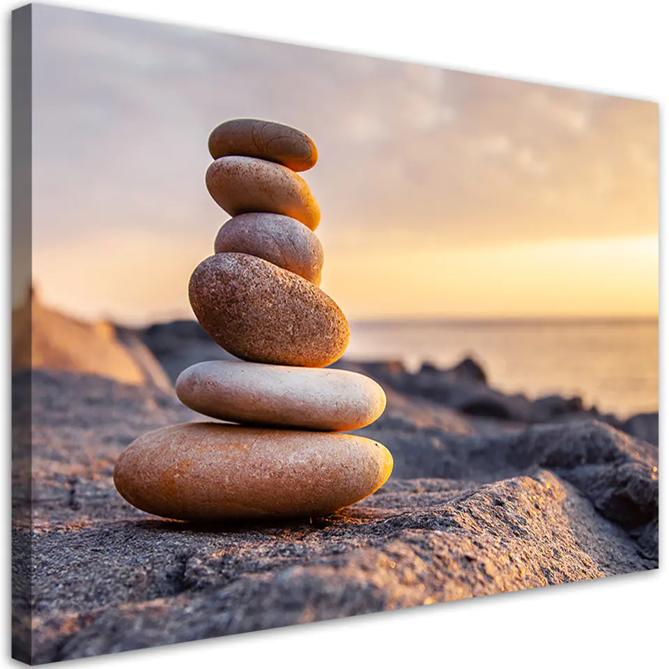 ⁨Obraz na płótnie, Kamienie na plaży zen (Rozmiar 60x40)⁩ w sklepie Wasserman.eu