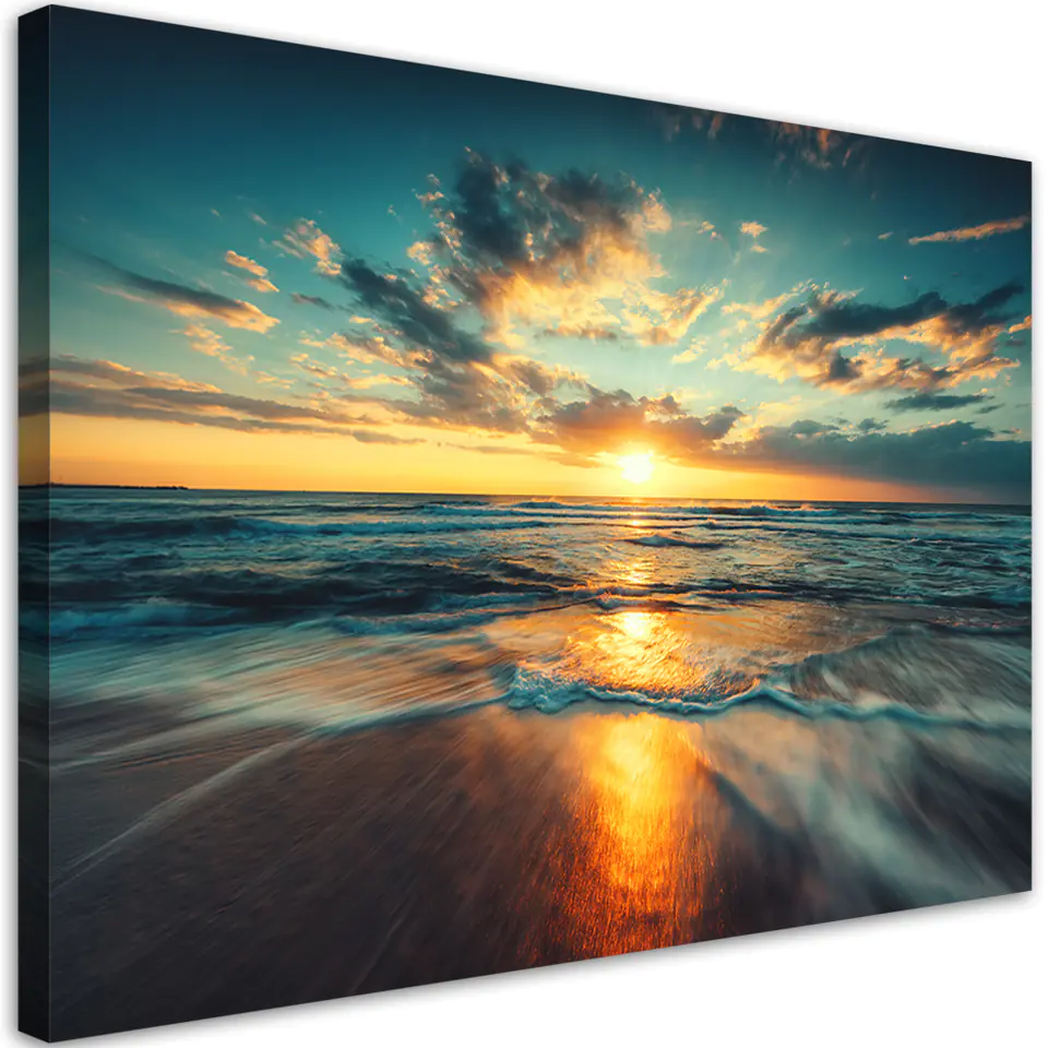 ⁨Obraz na płótnie, Morze Zachód słońca Plaża (Rozmiar 60x40)⁩ w sklepie Wasserman.eu
