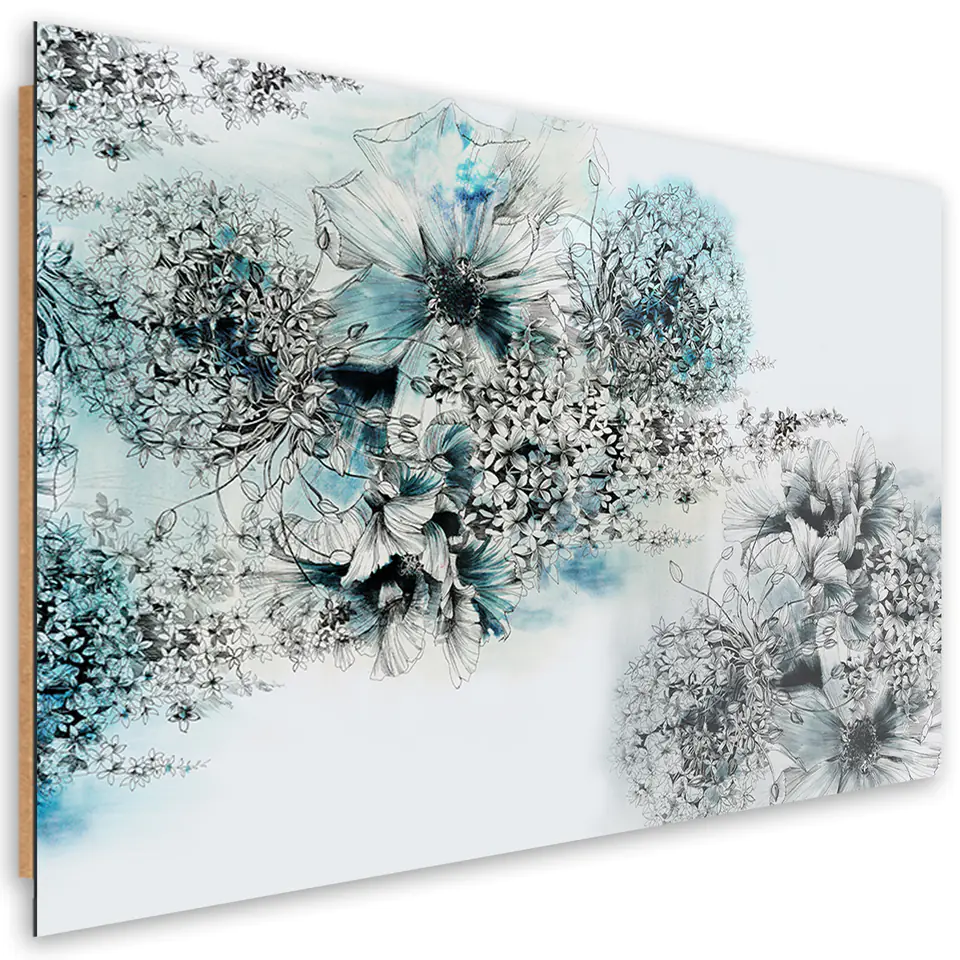 ⁨Obraz Deco Panel, Błękitne kwiaty abstrakcja (Rozmiar 90x60)⁩ w sklepie Wasserman.eu