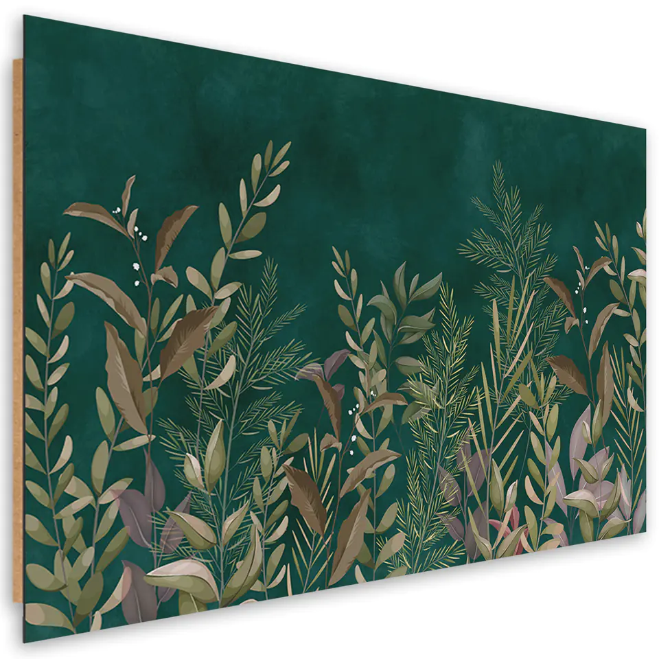 ⁨Obraz Deco Panel, Liście na zielonym tle (Rozmiar 60x40)⁩ w sklepie Wasserman.eu