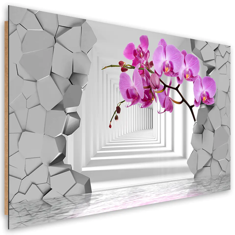 ⁨Obraz Deco Panel, Storczyk na abstrakcyjnym tle 3D (Rozmiar 60x40)⁩ w sklepie Wasserman.eu