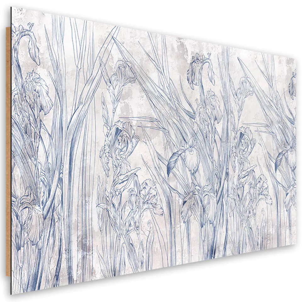 ⁨Obraz Deco Panel, Niebieskie kontury kwiatów (Rozmiar 90x60)⁩ w sklepie Wasserman.eu