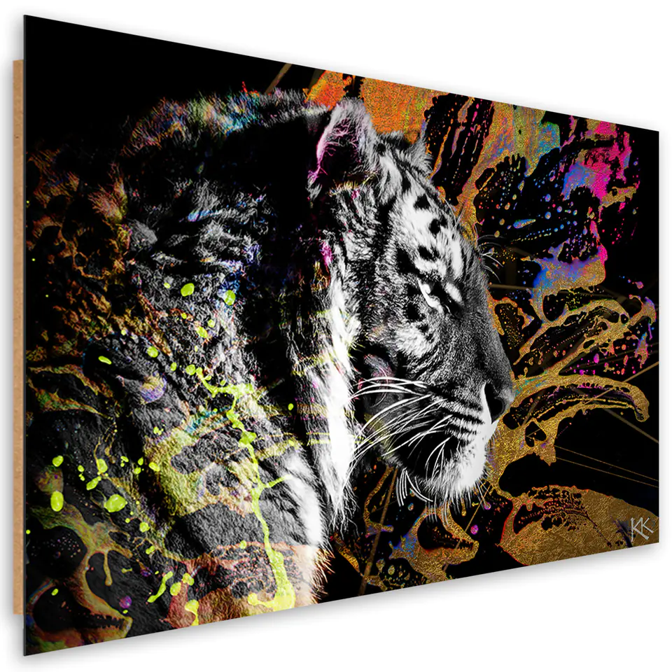 ⁨Obraz Deco Panel, Tygrys na kolorowym tle (Rozmiar 60x40)⁩ w sklepie Wasserman.eu