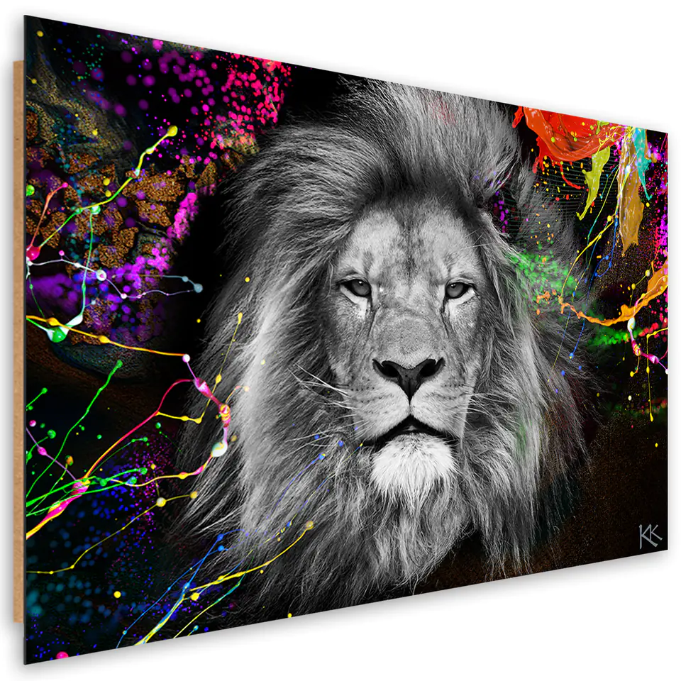 ⁨Obraz Deco Panel, Kolorowy lew abstrakcja (Rozmiar 60x40)⁩ w sklepie Wasserman.eu