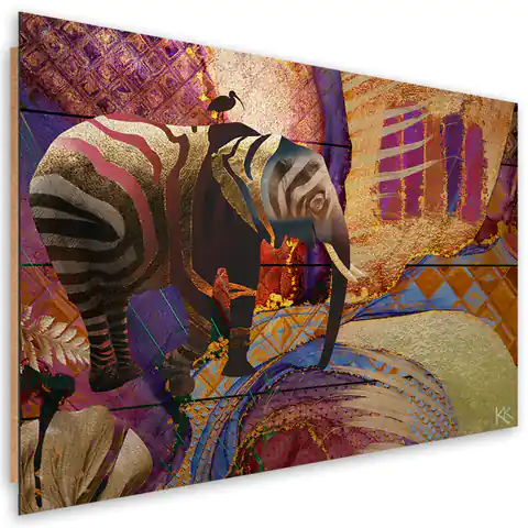 ⁨Obraz Deco Panel, Złoty słoń na abstrakcyjnym tle (Rozmiar 90x60)⁩ w sklepie Wasserman.eu