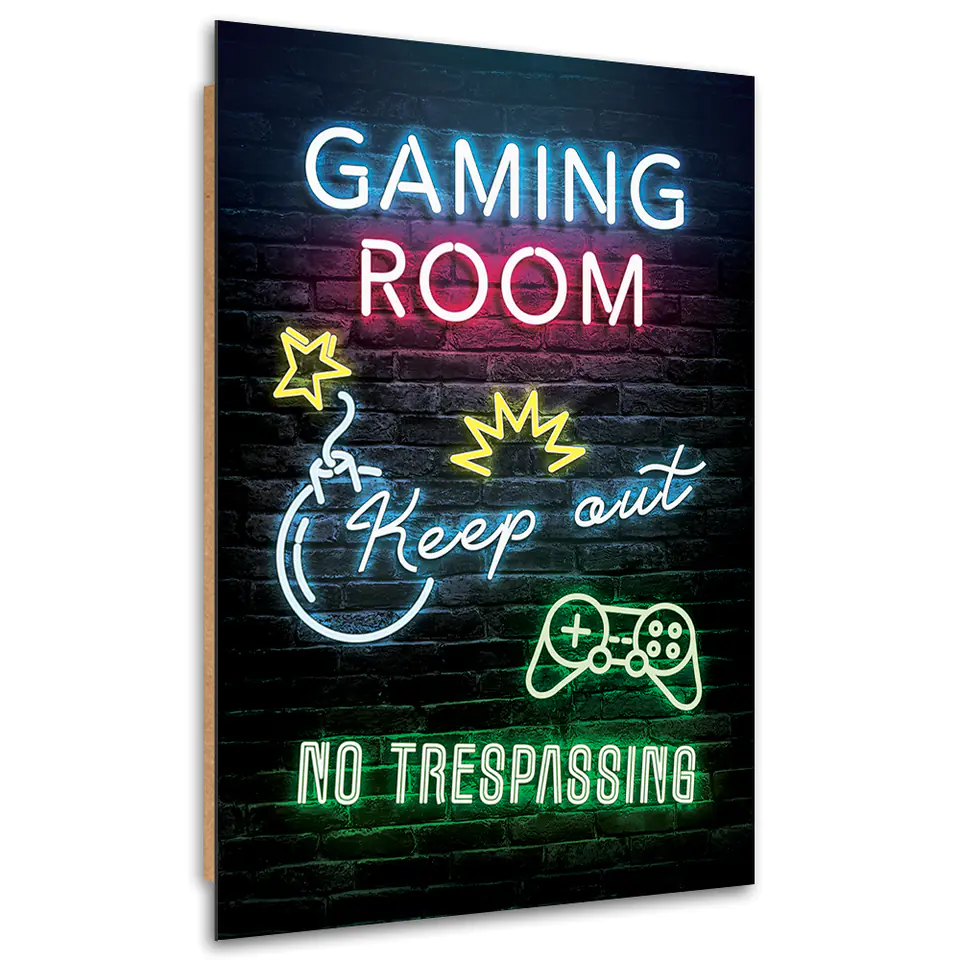 ⁨Obraz Deco Panel, Napis Pokój gracza gaming (Rozmiar 80x120)⁩ w sklepie Wasserman.eu