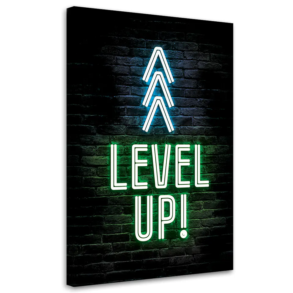 ⁨Obraz na płótnie, Napis Level up gaming (Rozmiar 70x100)⁩ w sklepie Wasserman.eu