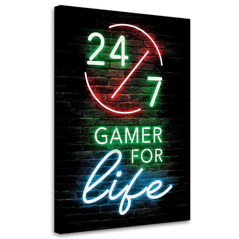 ⁨Obraz na płótnie, Napis Gamer for life (Rozmiar 40x60)⁩ w sklepie Wasserman.eu