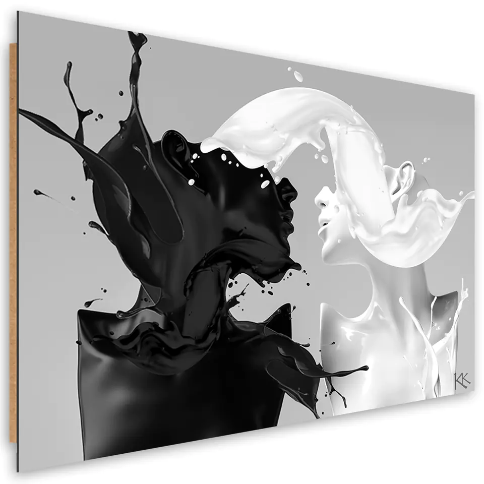 ⁨Obraz Deco Panel, Kawa i Mleko czarno biały para miłość (Rozmiar 60x40)⁩ w sklepie Wasserman.eu