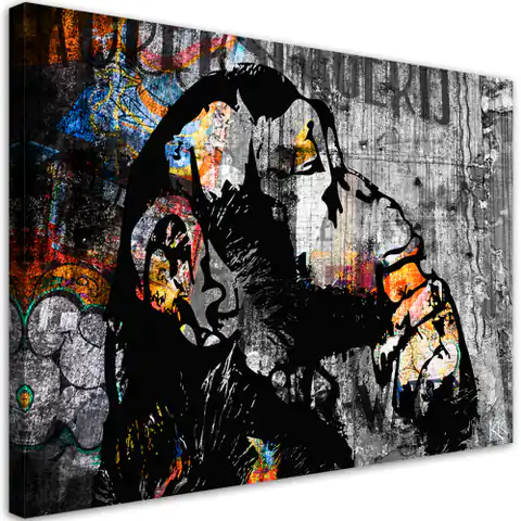 ⁨Obraz na płótnie, Street art Banksy małpa abstrakcja (Rozmiar 120x80)⁩ w sklepie Wasserman.eu