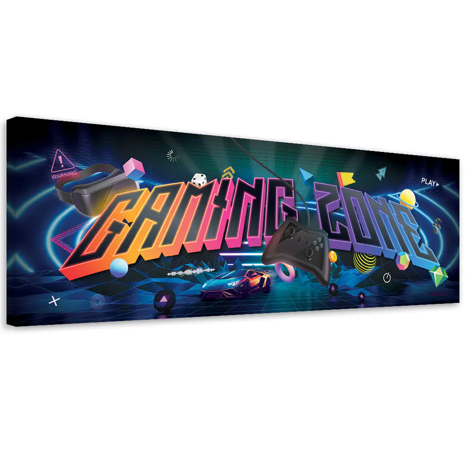 ⁨Obraz na płótnie, Napis gaming zone (Rozmiar 120x40)⁩ w sklepie Wasserman.eu