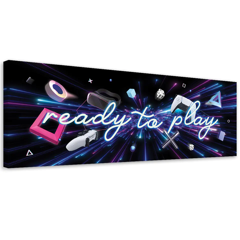 ⁨Obraz na płótnie, Napis ready to play (Rozmiar 120x40)⁩ w sklepie Wasserman.eu