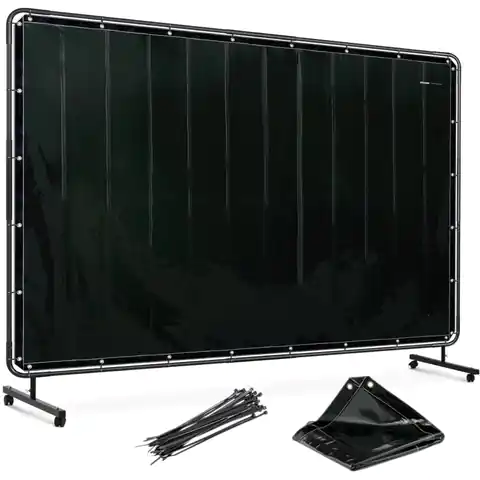 ⁨Ekran kurtyna spawalnicza ochronna z ramą na kółkach 240 x 180 cm - czarna⁩ w sklepie Wasserman.eu