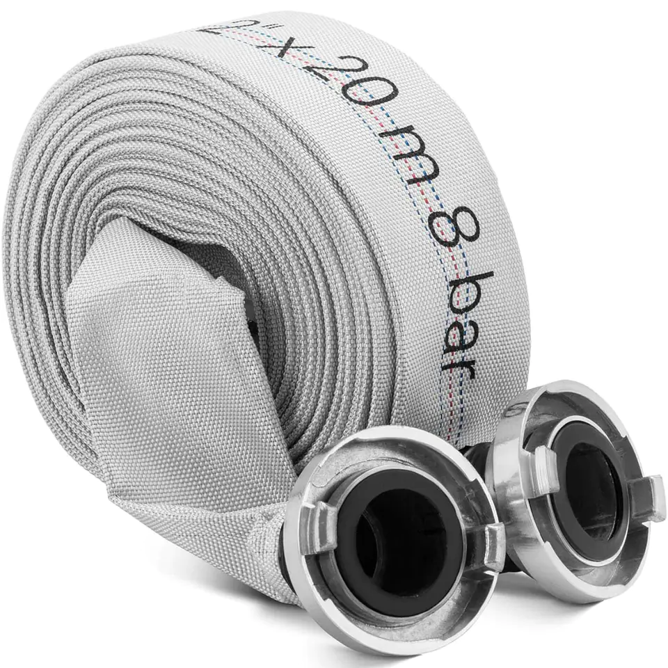 ⁨Wąż parciany płaski strażacki do wody ze złączem storz 2'' 52 mm 8-24 bar 20 m⁩ w sklepie Wasserman.eu