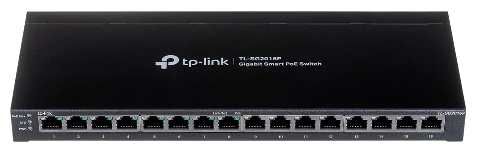 ⁨TP-Link TL-SG2016P network switch L2/L3/L4 Gigabit Ethernet (10/100/1000) Power over Ethernet (PoE) Black⁩ at Wasserman.eu