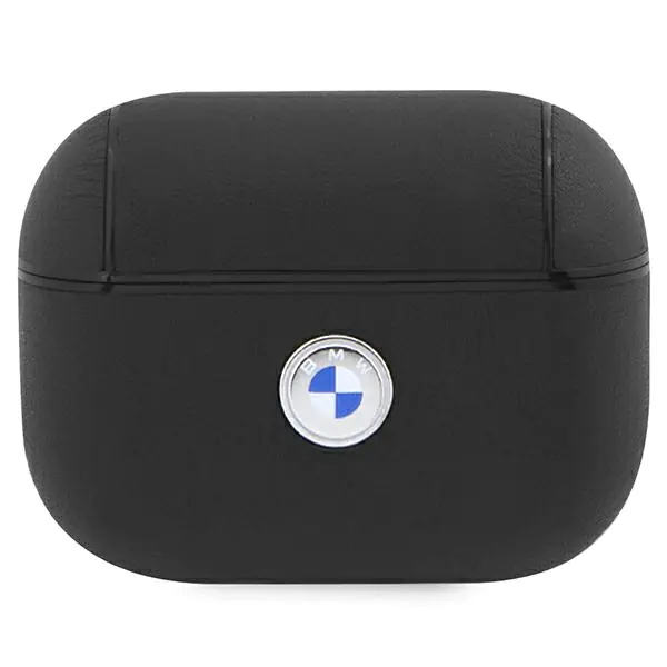 ⁨BMW BMAP2SSLBK AirPods Pro 2 cover czarny/black Geniune Leather Silver Logo⁩ w sklepie Wasserman.eu