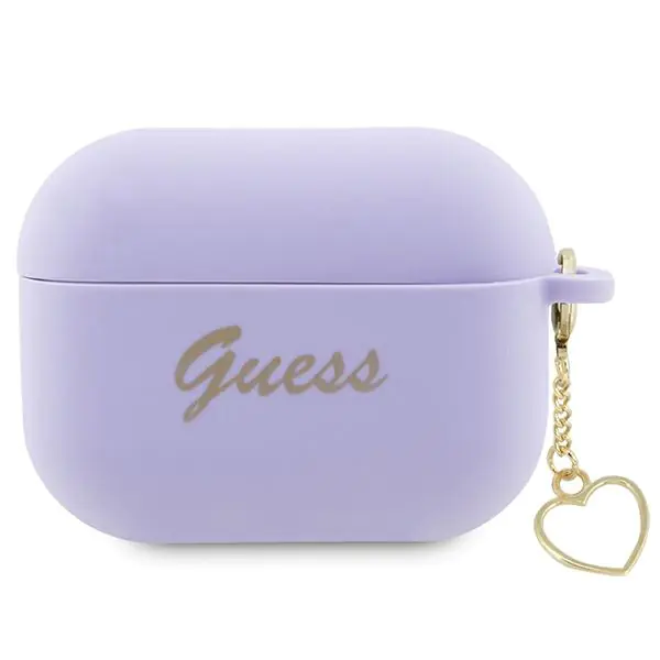 ⁨Guess GUAP2LSCHSU AirPods Pro 2 cover purpurowy/purple Silicone Charm Heart Collection⁩ w sklepie Wasserman.eu