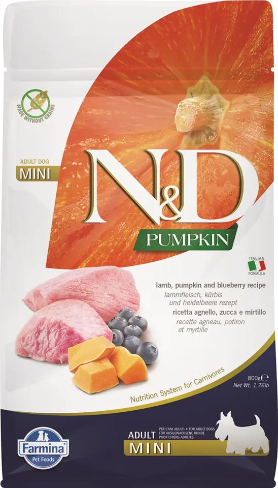 ⁨FARMINA N&D Pumpkin Dog Lamb & Blueberry Adult Mini - dry dog food - 800 g⁩ at Wasserman.eu