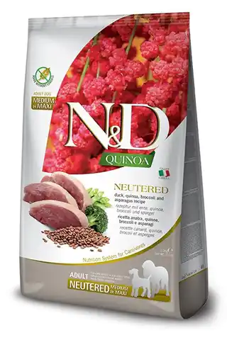⁨FARMINA N&D Quinoa Dog Duck, Broccoli, Asparagus Neutered Adult Medium&Maxi - dry dog food - 2.5 kg⁩ at Wasserman.eu