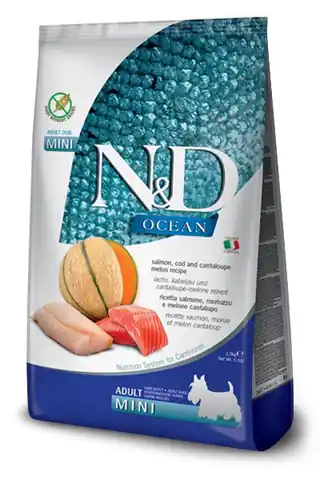 ⁨FARMINA N&D Ocean Dog Salmon, Cod, Cantaloupe, Melon Adult Mini - dry dog food - 2.5 kg⁩ at Wasserman.eu