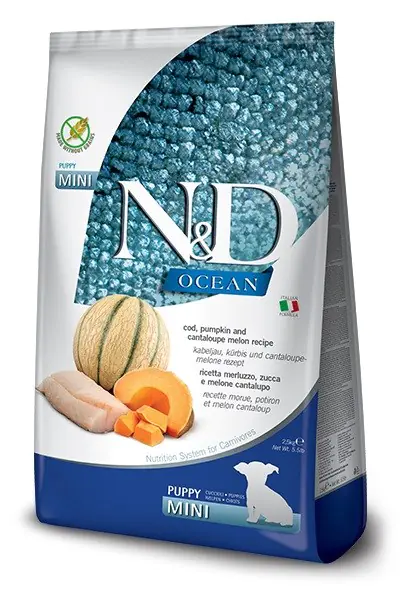 ⁨FARMINA N&D Ocean Dog Cod, Pumpkin, Cantaloupe Melon Puppy Mini - dry dog food - 2.5 kg⁩ at Wasserman.eu