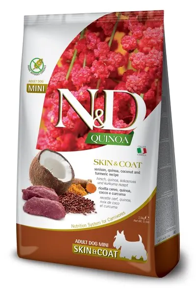 ⁨FARMINA N&D Quinoa Dog Skin&Coat Venison, Coconut Adult Mini - sucha karma dla psa - 2.5 kg⁩ w sklepie Wasserman.eu