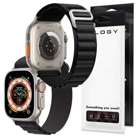 ⁨Pasek do zegarka Alogy Sport Strap do Apple Watch 4/5/6/7/8/SE/Ultra (42/44/45/49mm) Czarny⁩ w sklepie Wasserman.eu