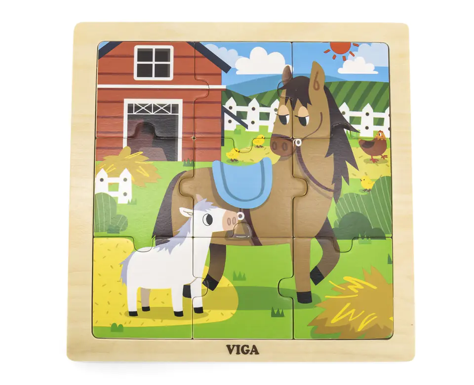 ⁨Viga 44624 Puzzle na podkładce 9 elementów - koń⁩ w sklepie Wasserman.eu