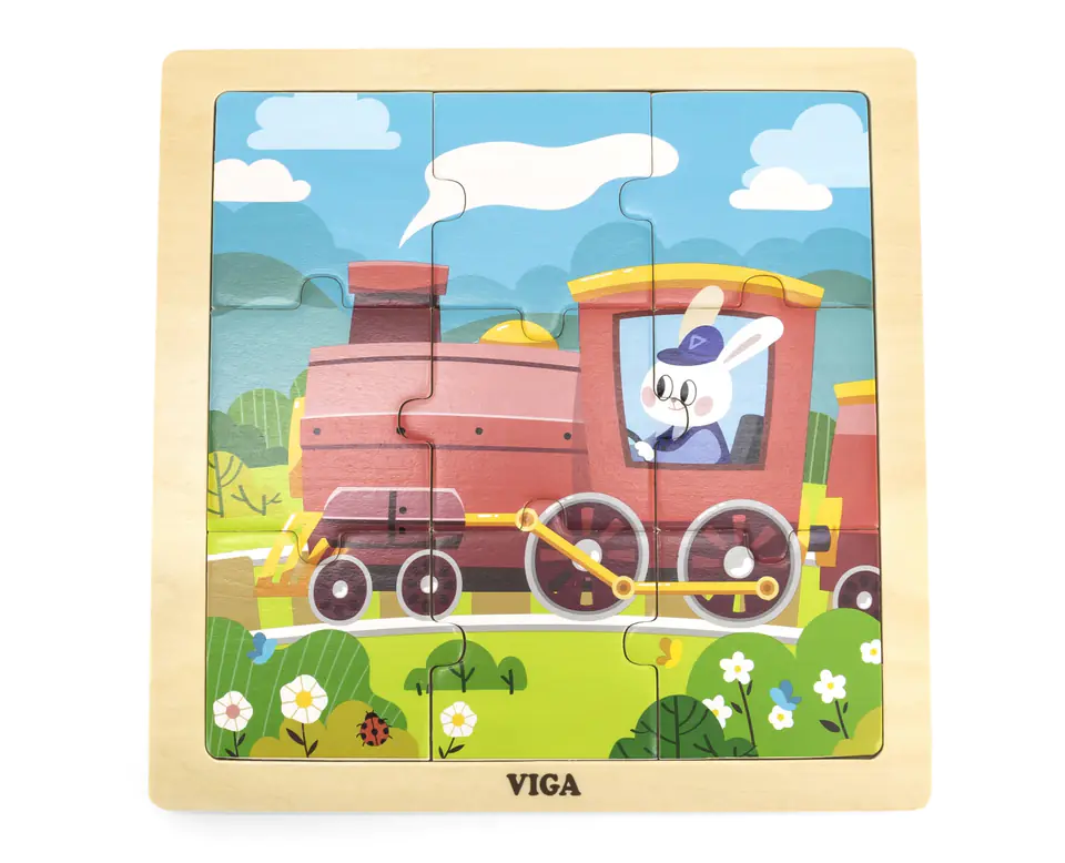 Viga 44631 Puzzle na podkładce 9 elementów - pociąg w sklepie Wasserman.eu