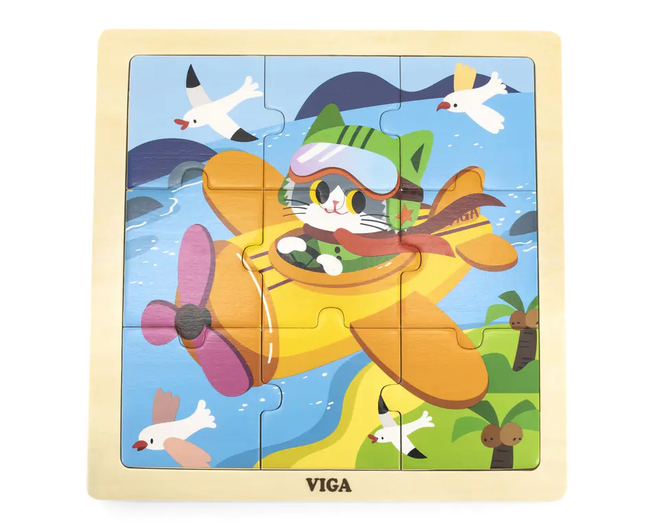 ⁨Viga 44632 Puzzle na podkładce 9 elementów - samolot⁩ at Wasserman.eu