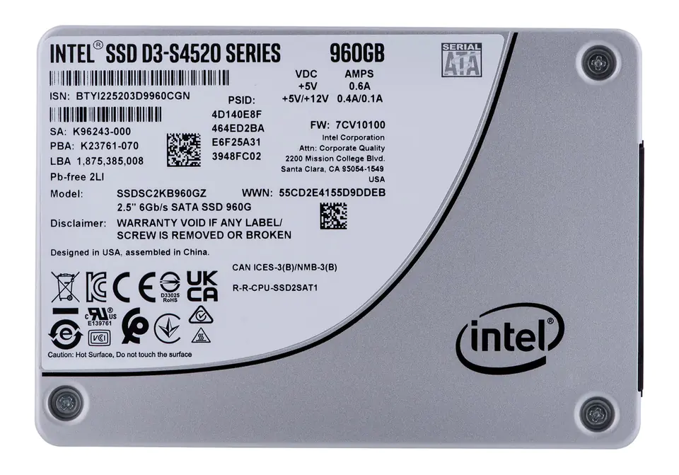 ⁨SSD Solidigm (Intel) S4520 960GB SATA 2.5" SSDSC2KB960GZ01 (DWPD up to 3)⁩ at Wasserman.eu