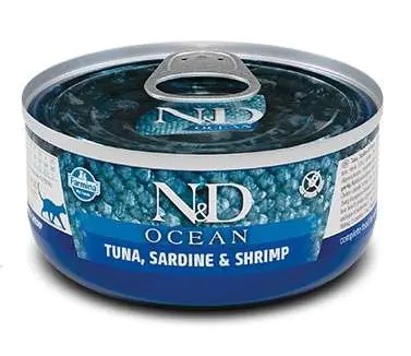 ⁨FARMINA N&D CAT OCEAN TUNA,SARDINE&SHRIMPS 70g⁩ at Wasserman.eu