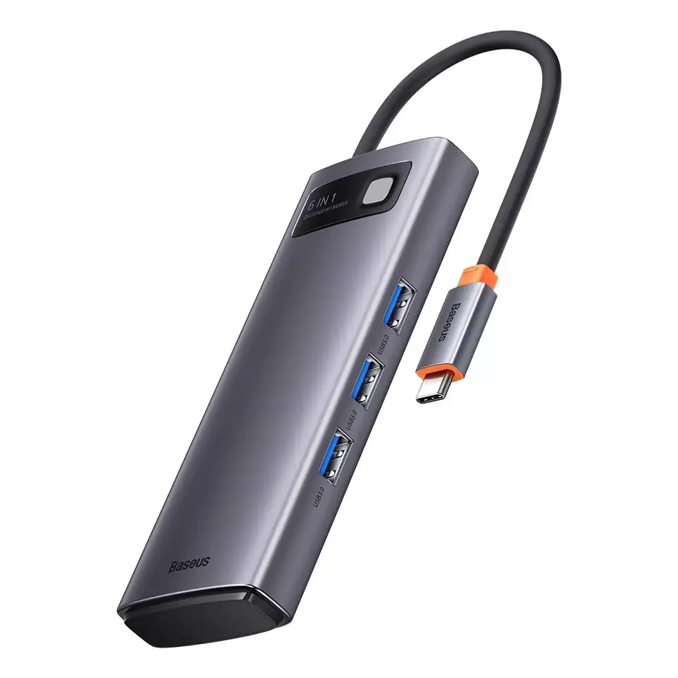 ⁨Baseus Metal Gleam Series 6in1 Hub, USB-C to 3x USB 3.0 + USB-C PD + microSD/SD⁩ at Wasserman.eu