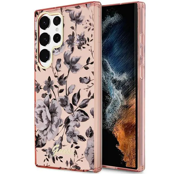 ⁨Guess GUHCS23LHCFWSP S23 Ultra S918 różowy/pink hardcase Flower Collection⁩ w sklepie Wasserman.eu